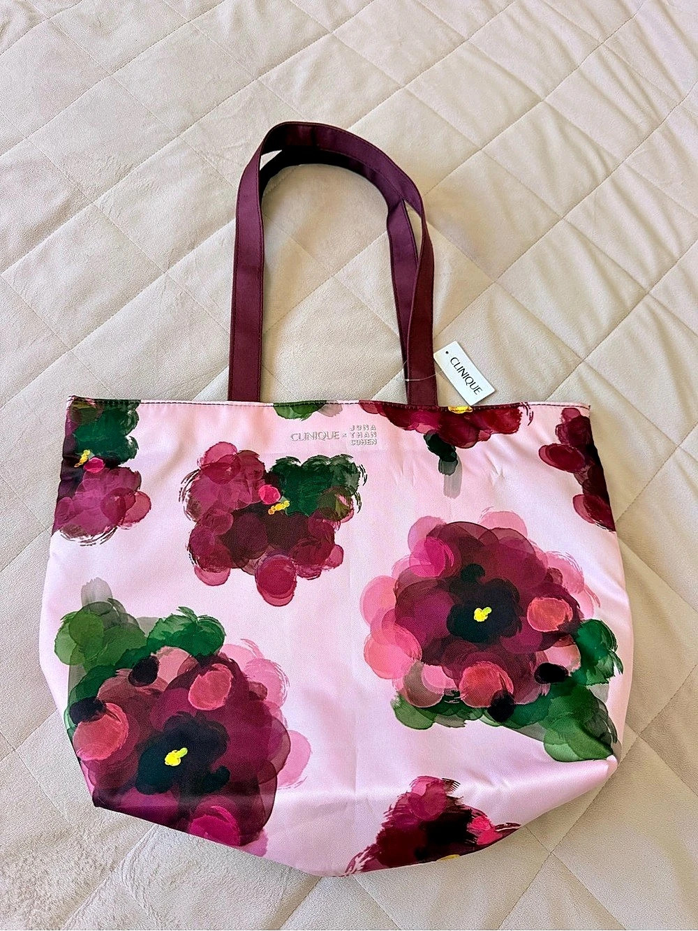 NWT Clinique × Jonathan Cohen Floral Tote Bag • Limited Edition Peony Print